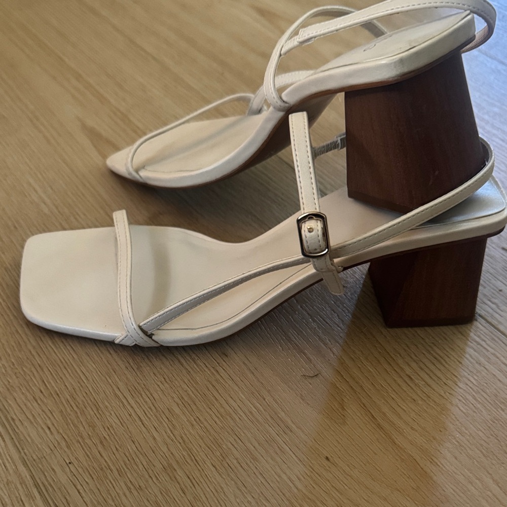 Mango Strappy Wood Block Heel Sandals